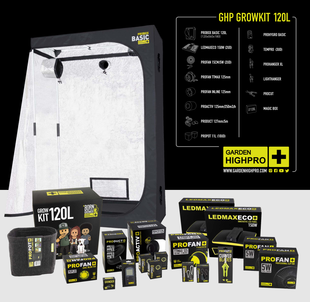 Growbox Komplettset 120x60  Lucky Hemp