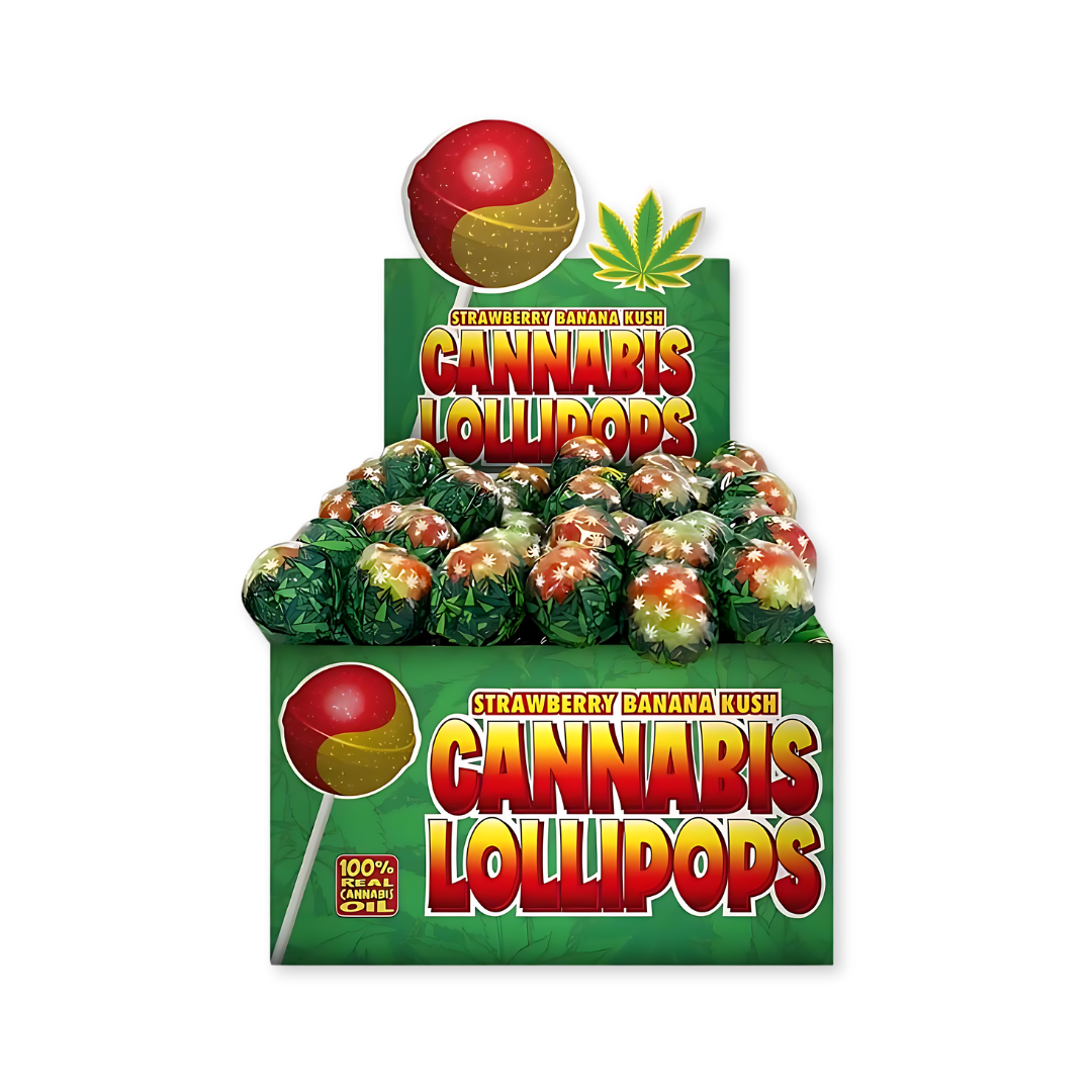 Cannabis Lollipop Edibles Lucky Hemp Strawberry Banana Kush